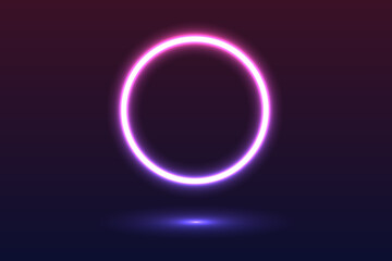 Neon magic circle. Futuristic light circle and circle. Light frame. Vector. Magic portal.