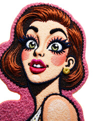 Professional Studio-Lit Embroidered Portrait of a Cartoon Girl