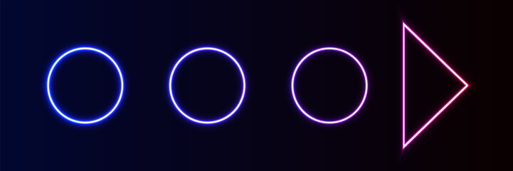Neon magic circle. Futuristic light circle and circle. Light frame. Vector. Magic portal.