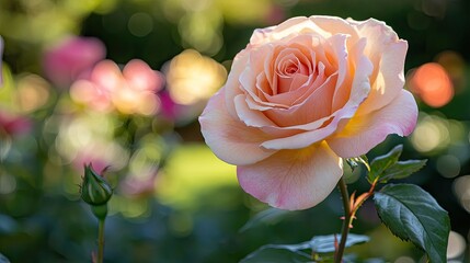 Peach-Colored Rose in Soft Sunlight