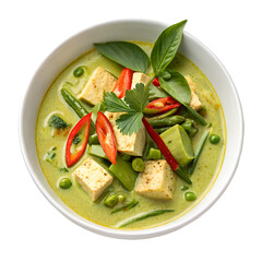 Delicious Green Curry Tofu Recipe thai isolated on white background