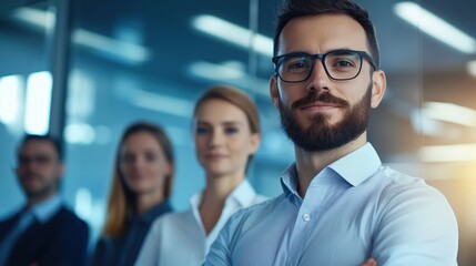Fototapeta premium Tech Professionals in Modern Collaborative Office Setting