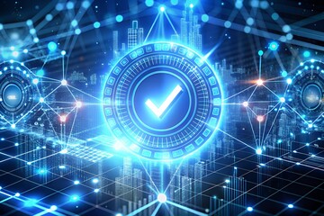 Obraz premium Digital Security Verification – Futuristic Network Authentication Icon