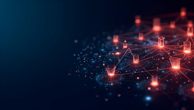 Contemporary wallpaper design featuring sleek modern visuals with abstract crypto icons and digital network grids representing cryptocurrency for global commerce emphasizing secure blockchain transact