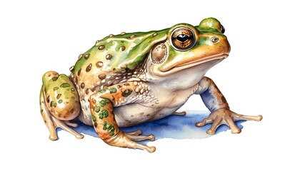 Naklejka premium Green and Brown Frog on Blue Background