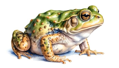 Fototapeta premium Green and Brown Frog Watercolor Painting