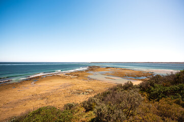 High angle view of the coast of the sea, at Point Nepean, Mornington Peninsula, Victoria, Australia