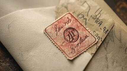 A personalized return address stamp on an envelope.