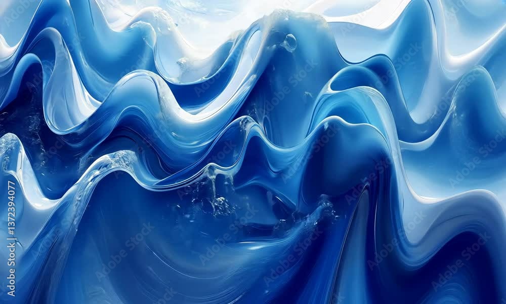 Poster abstract water surface with dynamic waves and bubbles creating a serene ambiance
