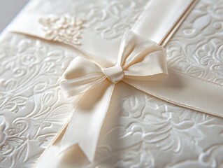 A high-end event invitation design featuring embossed details and satin textures,