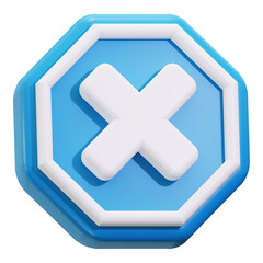 Cross sign with a 3D blue suitable for graphic design projects, conceptual illustrations, presentations, and medical content