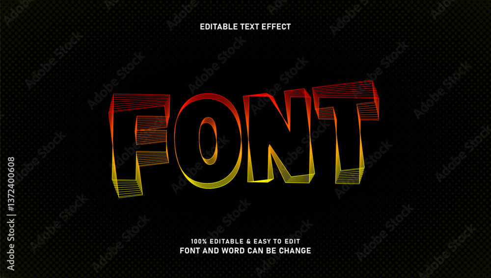 Aufkleber letter text effect with a line style that can be edited
