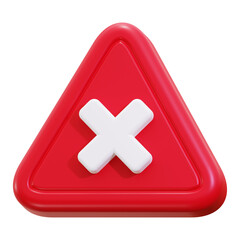 Obraz premium Cross sign on red triangular sign suitable for warning, danger, prohibition, do not enter concepts in design projects
