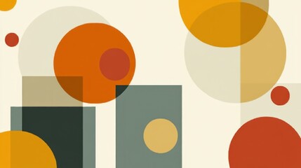 Abstract Geometric Composition in Warm Tones: A Playful Arrangement of Circles and Rectangles