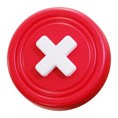 Cross sign red button. Suitable for website popups, error messages, and design elements