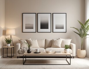 Minimalist Beige Living Room Interior Design