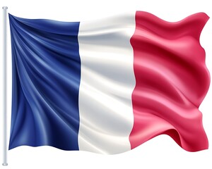 A rendered image depicts a waving vertical tricolor flag