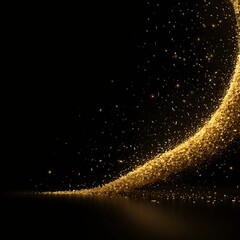 Golden Glitter Trail on Black Background
