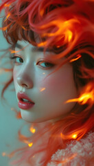 Obraz premium ファンタジーストーリー（情熱を燃やし続ける女性の瞬間）