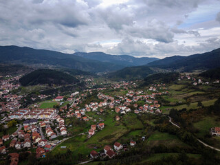 Aerial view of Visegrad rural area, Bosnia and Herzegovina