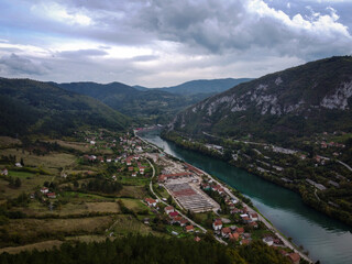 Aerial view of Visegrad rural area, Bosnia and Herzegovina