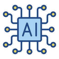 Artificial intelligence. AI processor chip icon