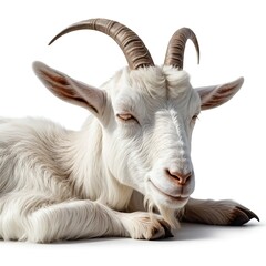 Fototapeta premium Peaceful White Goat Resting