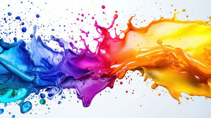 Vibrant Colorful Paint Splash, Abstract Liquid Art on White Background as Wallpaper Illustration