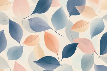 Fototapeta premium A repeating pattern of abstract leaf shapes in calming muted tones,