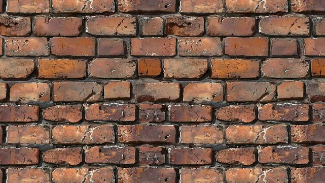 Vintage red-brown brick wall texture in animated loop.
