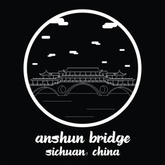 Circle Icon Anshun Bridge. Vector illustration