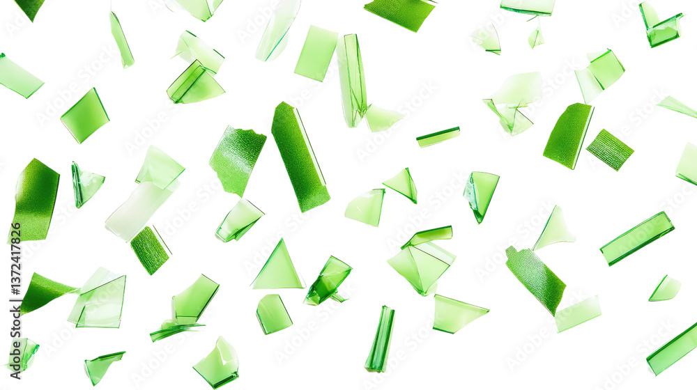 Poster vibrant green shards of glass and plastic create a dynamic abstract background for creative projects