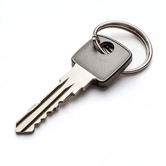 key, metal key, house key, door key on white background
