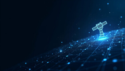 Contemporary Wallpaper Design: Sleek Abstract Visuals with Dynamic Grids & Telescope Icons for Astrophysics - Perfect for Corporate Branding & Text Overlays