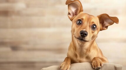 Cute dog with big ears posing in a cozy indoor environment