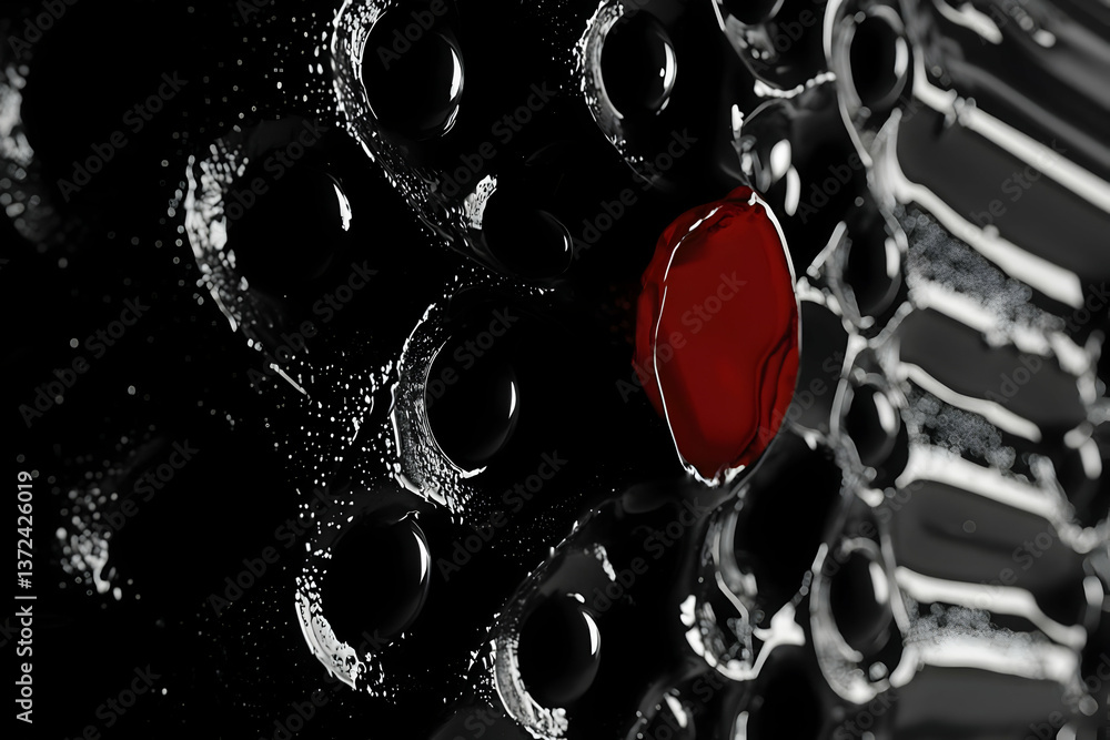 Poster abstract red blob on black surface