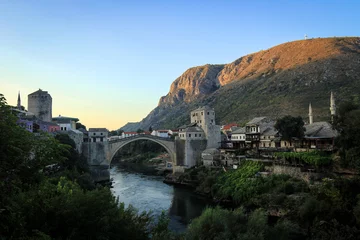 Poster Old bridge, stari most, of Mostar view, Bosnia and Herzegovina