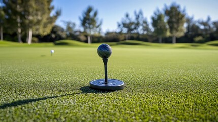 A collection of high-tech golf gadgets, including GPS rangefinders and swing analyzers.