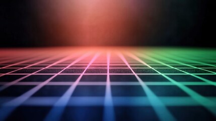 vibrant retro grid with glowing neon colors, evoking 80s and 90s nostalgia in futuristic style