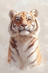 Obraz premium Portrait of a Majestic Tiger: A stunning artistic rendition capturing the power and beauty of this animal.