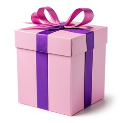 Obraz premium Pink Gift Box with Purple Ribbon