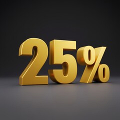 3D Golden 25 Percent Off Discount Sign