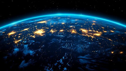 Obraz premium Earth at Night, City Lights, Space View