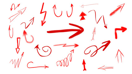 set of hand drawn red arrows
