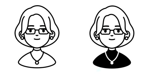 Women editable stroke outline & solid icon isolated on white background flat vector illustration, black outline, Pixel perfect