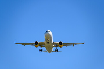 Vueling Landing at BCN airport during a sunny day