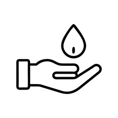 Blood donation hand holding a droplet on white background