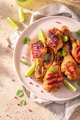 Tasty roasted chicken leg like popular grilled dishes.