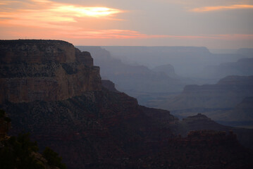 Sunset Hazy Sky Day At The Grand Canyon Arizona