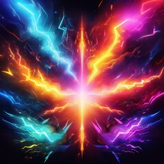 Obraz premium Creative border frame of lightning bolts and explosion background, copy space graphic resource